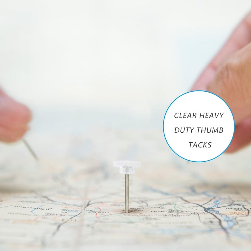 Willrain Clear Plastic Push Pins and Tacks - 150 Count, Suitable for Wall Hangings and Cork Boards, Flat Head - Image 3